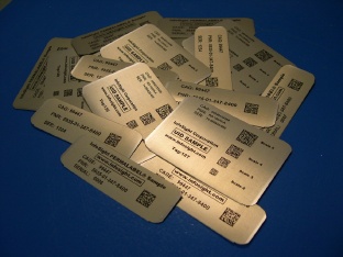 Sample UID metal identification tags on PERMALABEL® tag material